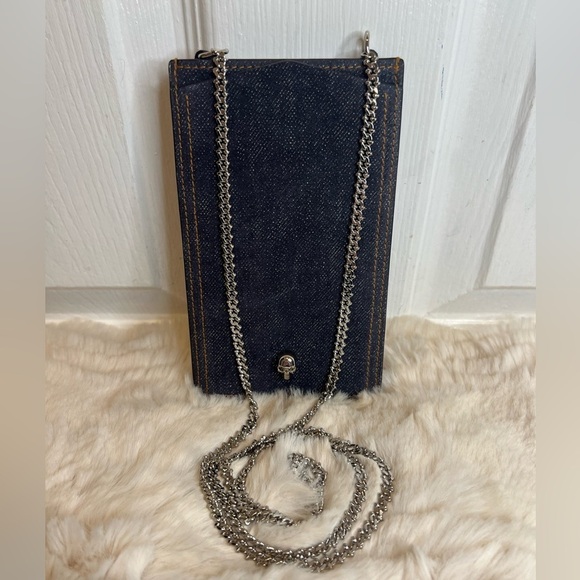 ALEXANDER MCQUEEN DENIM PHONE CASE ON CHAIN - Picture 3 of 12